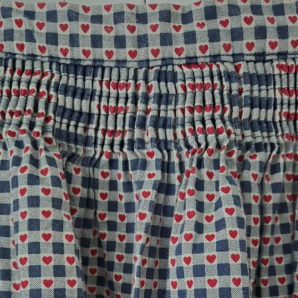 Handmade Sweetheart Cottagecore Blue White Check Midi Skirt Hearts Pockets